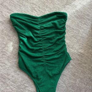 Millie best selling green ruched swim suit one piece